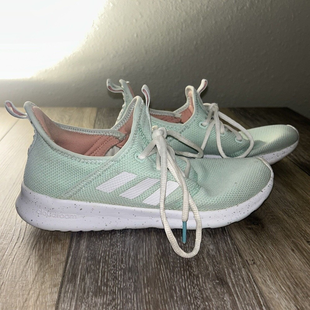 Adidas Cloudfoam Green White Pure Womens US Size 8 Sneakers Casual Shoes EF1189